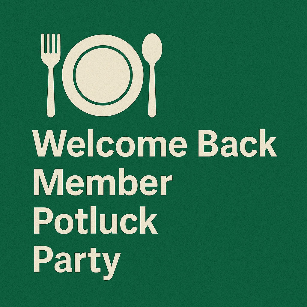Welcome Back Member Potluck Party event flyer